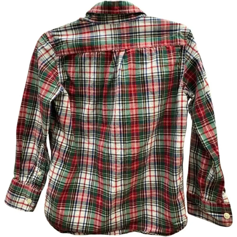 GAP Kids Boys Long Sleeve Plaid Cotton Button Down Collared Shirt. Small. 6-7.